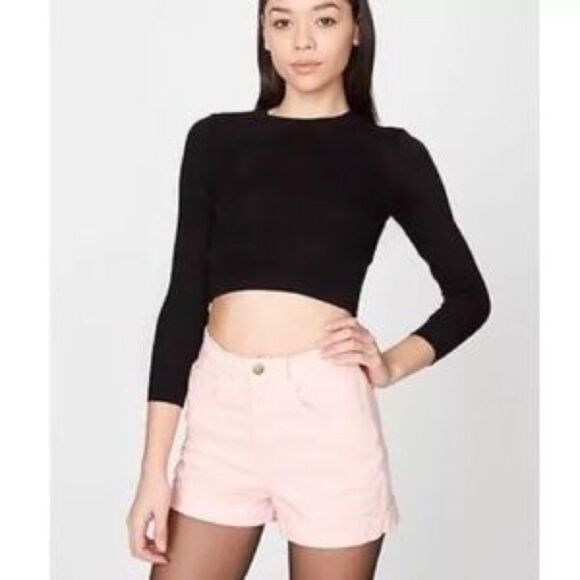 AMERICAN APPAREL High Waist Denim Short Cuff Pink 30 / 31 - Picture 7 of 7
